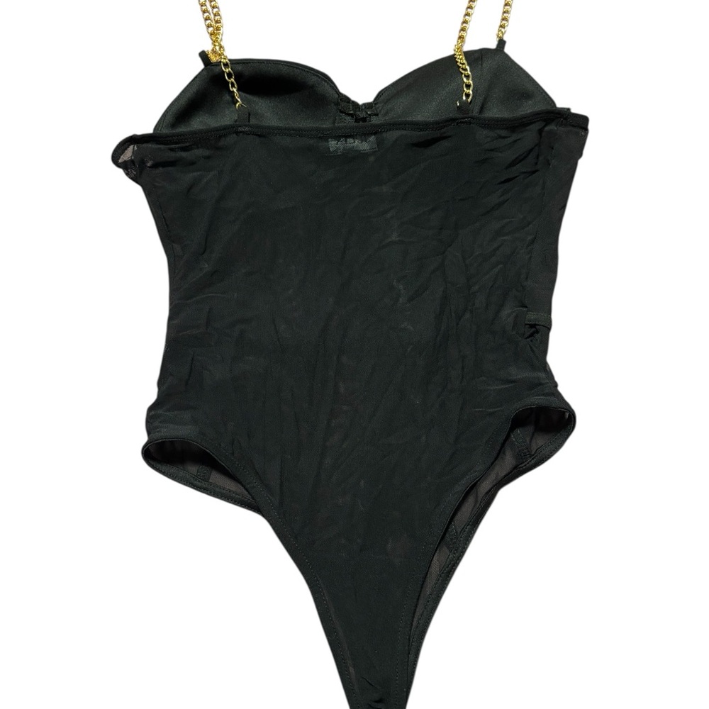 Chic Black Mesh Bodysuit with Gold Accents - Picture 3 of 3